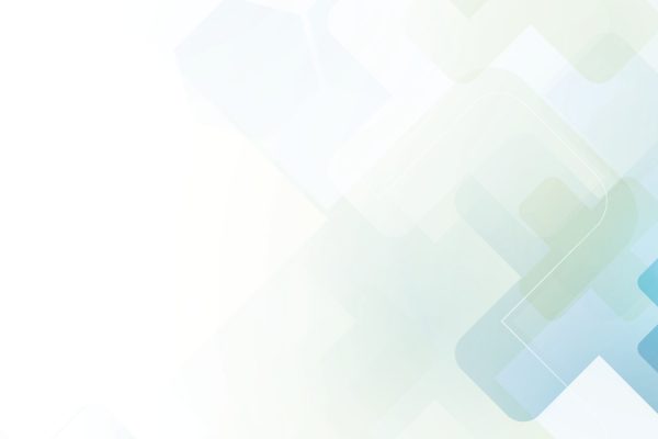 Helle, abstrakte geometrische Formen in sanften Blau- und Grüntönen auf weißem Hintergrund.