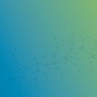 Blaue und grüne Hintergrundgrafik mit schematischen, molekülartigen Strukturen.